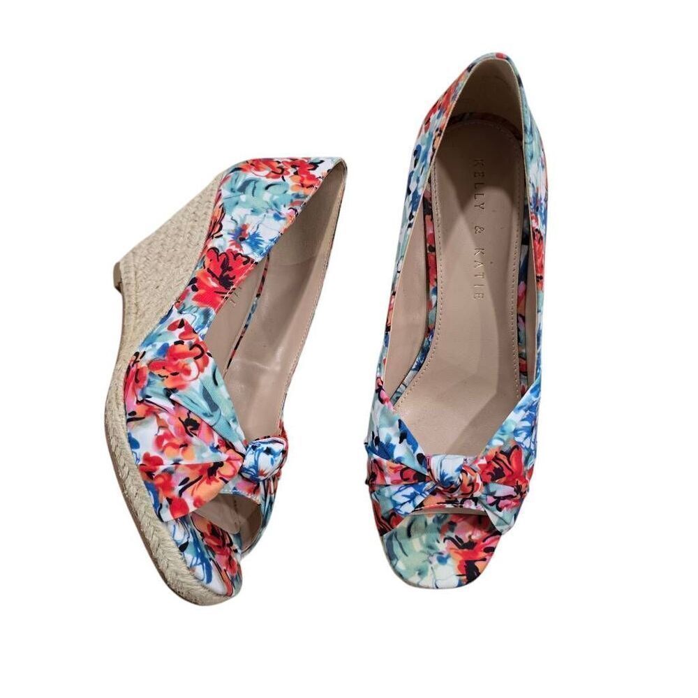 Kelly & Katie Ivala Espadrille Wedge Sandals Women's 6.5M Floral Knot Preppy